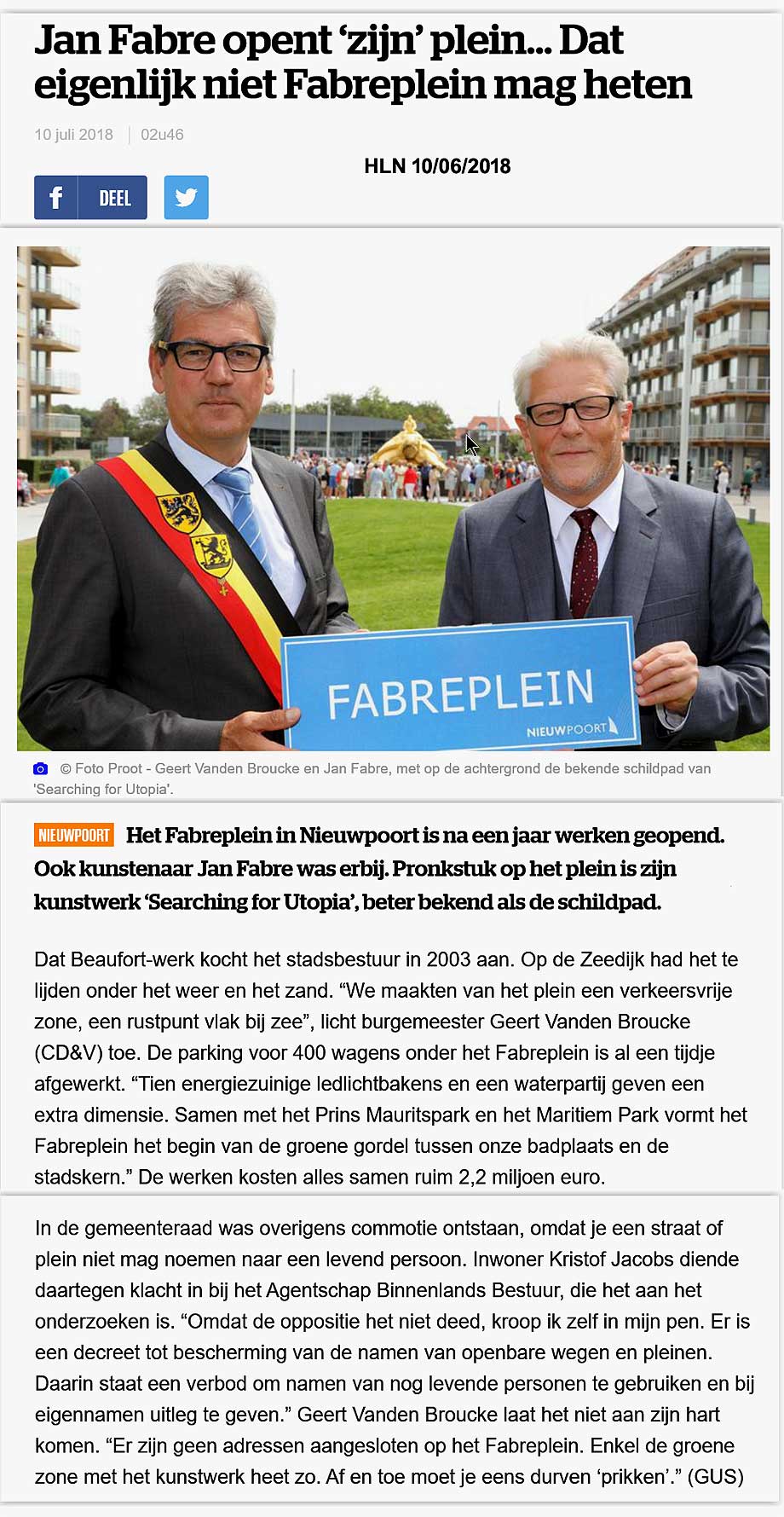 Fabre opent zijn plein